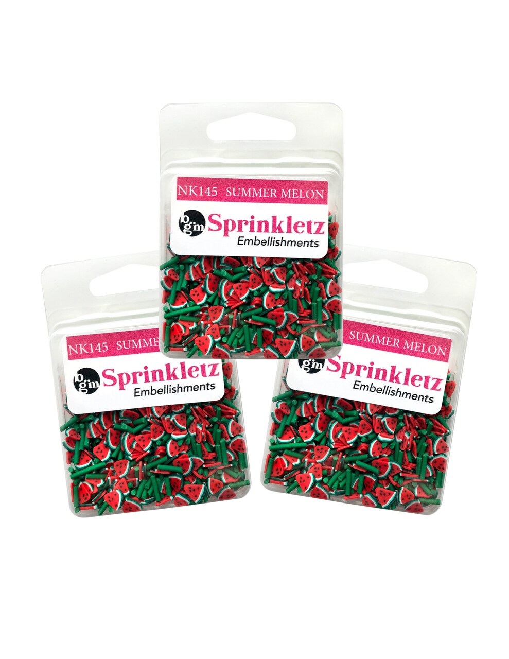 Buttons Galore Sprinkletz Embellishments for Crafts, Tiny Polymer Clay Shapes & Unique Designs - Summer Melon- 3 Pack